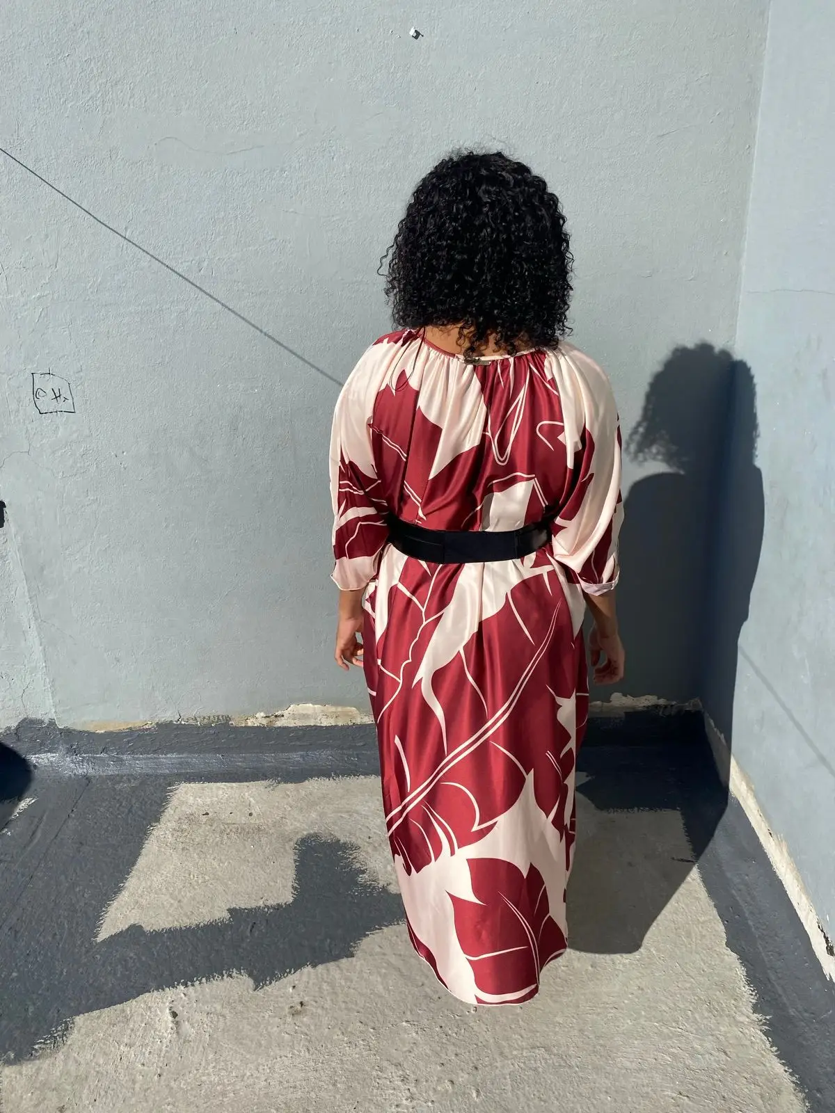 Truworths Red and Cream Leaf Print Kaftan Dress