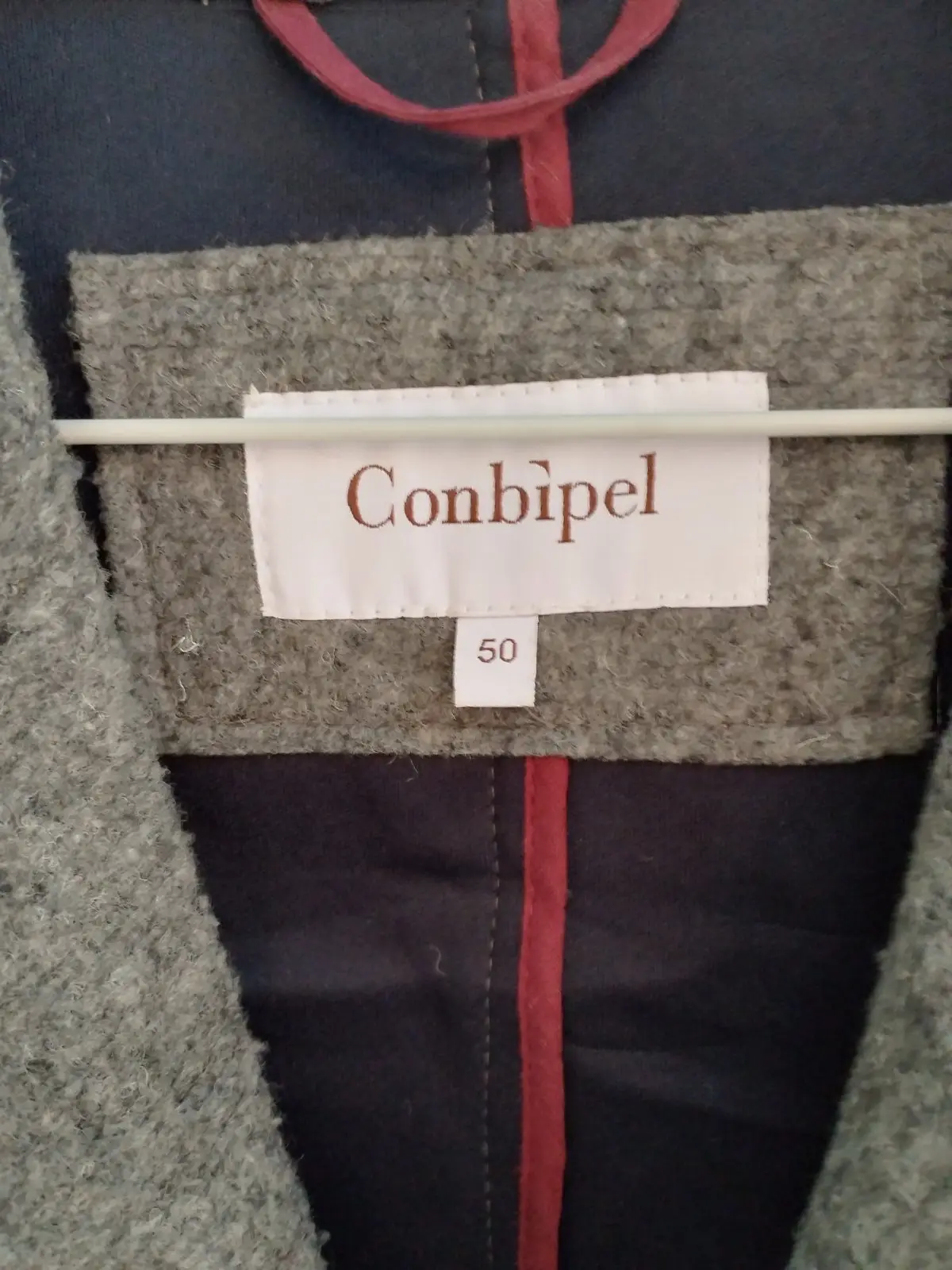 Conbipel Grey Wool Blend Single Breasted Coat