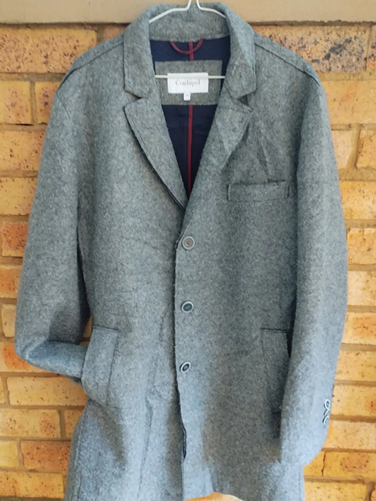 Conbipel Grey Wool Blend Single Breasted Coat