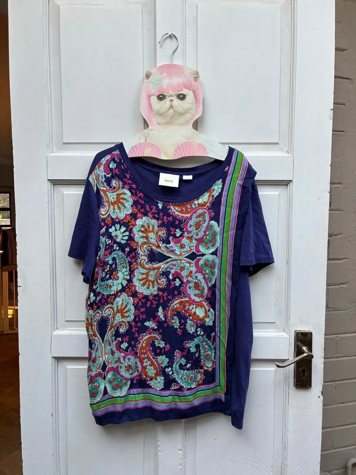 Anthropologie Maeve Anthropologie Purple Paisley Print Short Sleeve Top