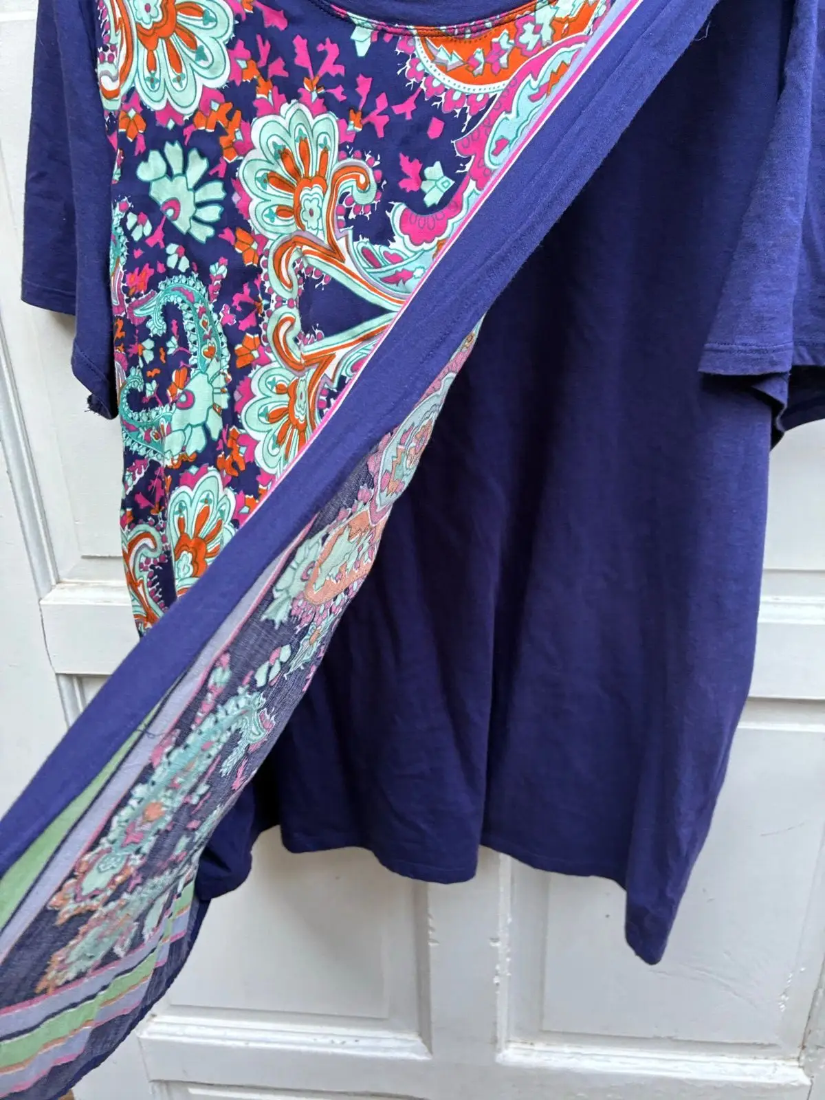 Maeve Anthropologie Purple Paisley Print Short Sleeve Top