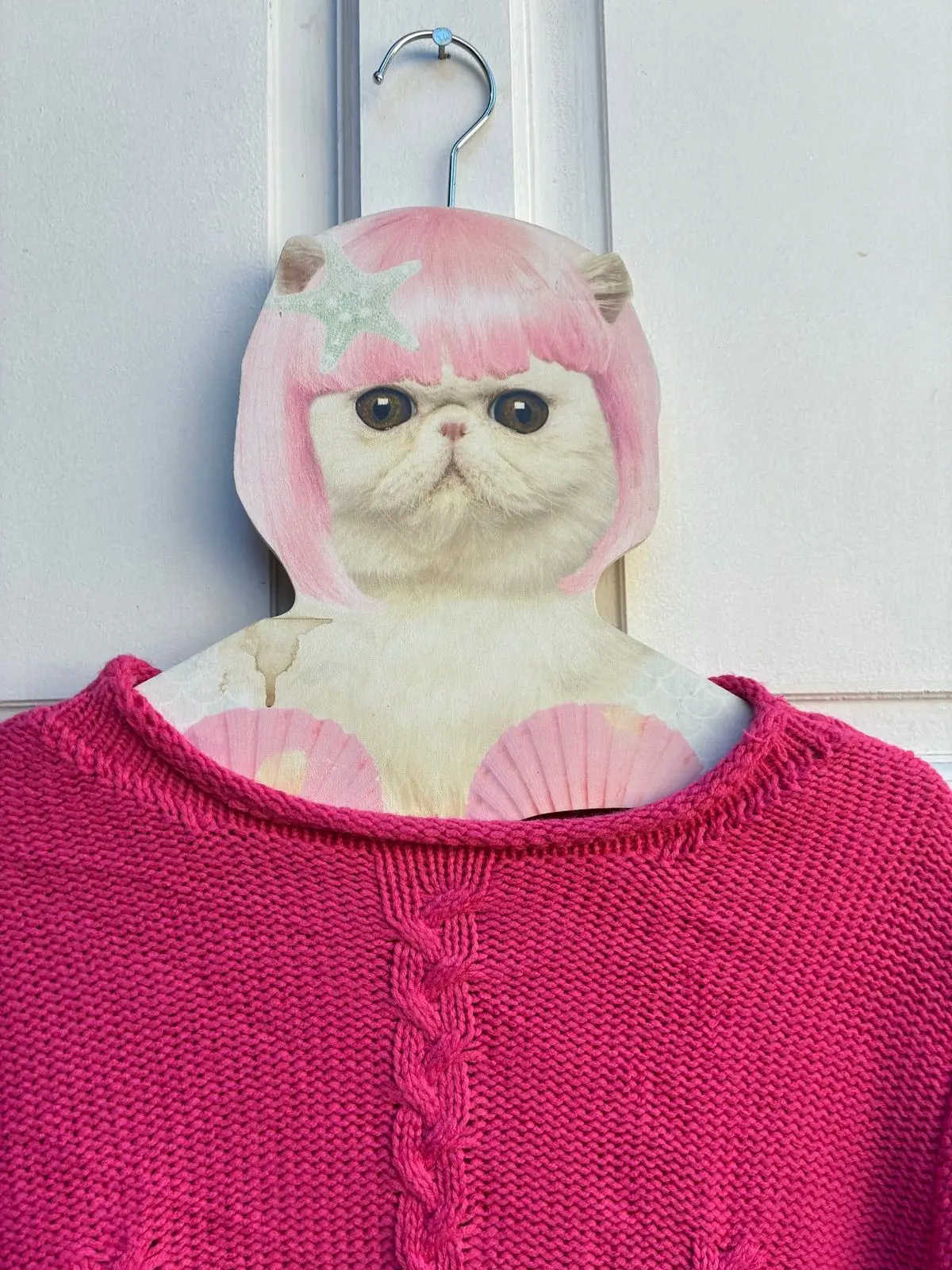 Bright Pink Cable-Knit Long Sleeve Sweater