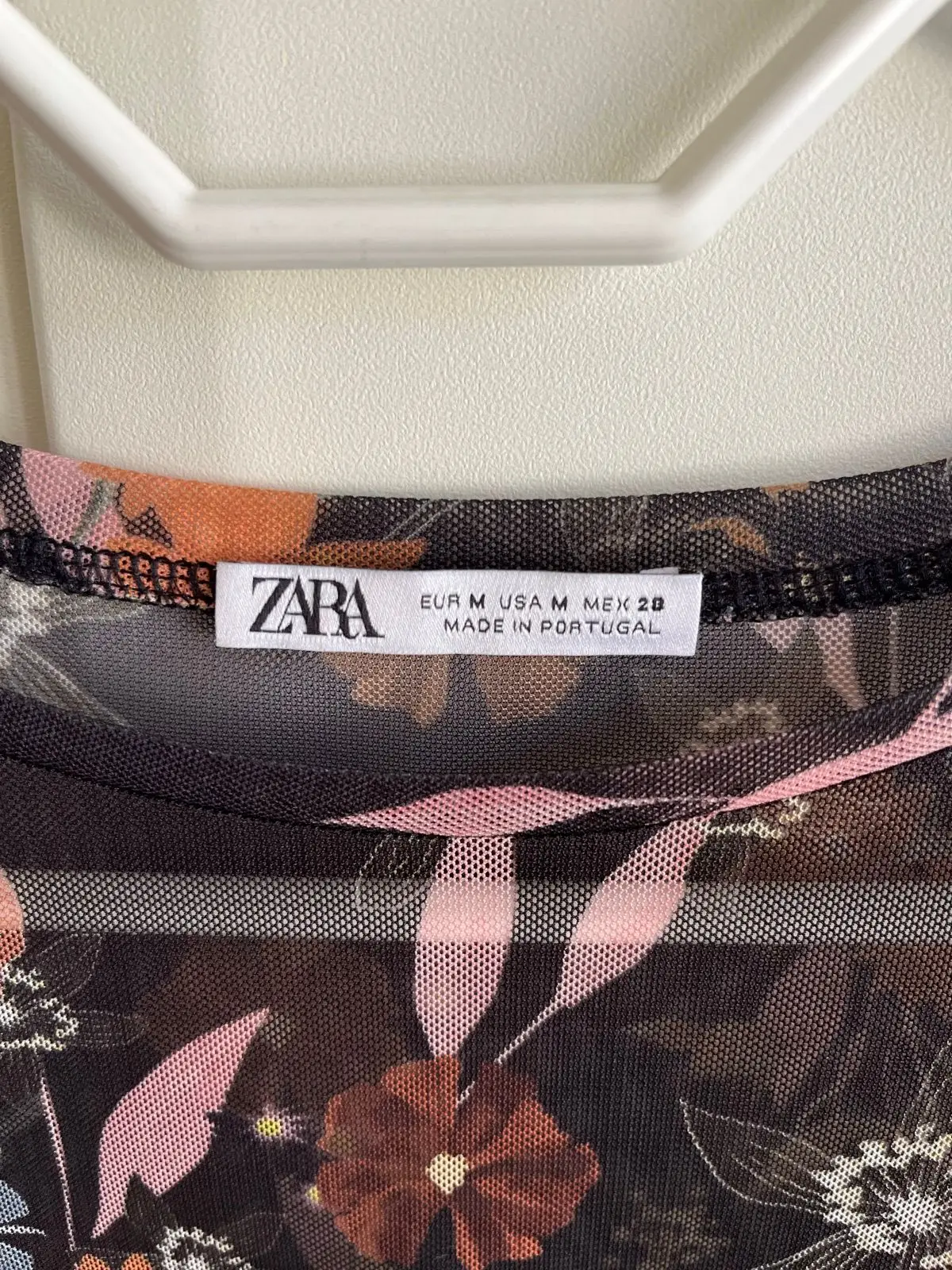 Zara Floral Mesh Long Sleeve Top