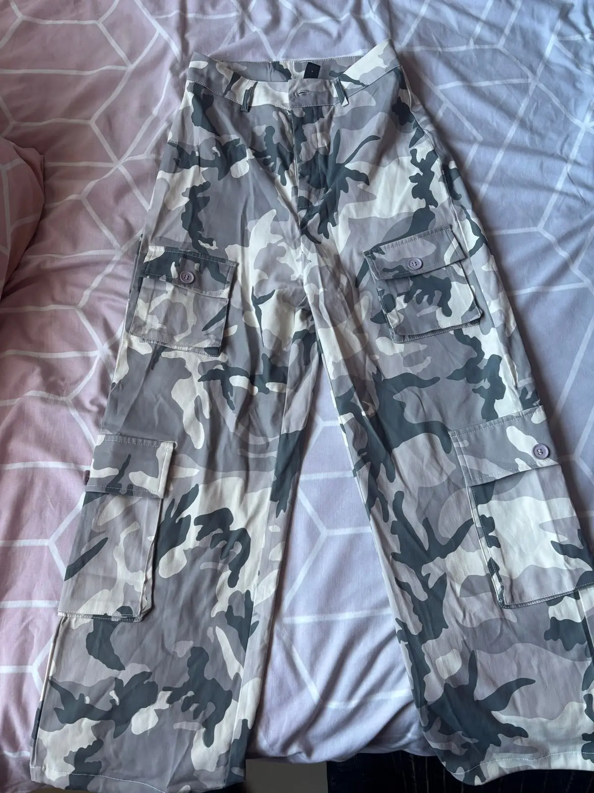 Shein Grey Camouflage Cargo Pants