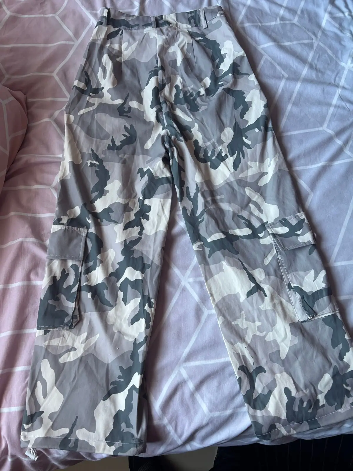 Shein Grey Camouflage Cargo Pants