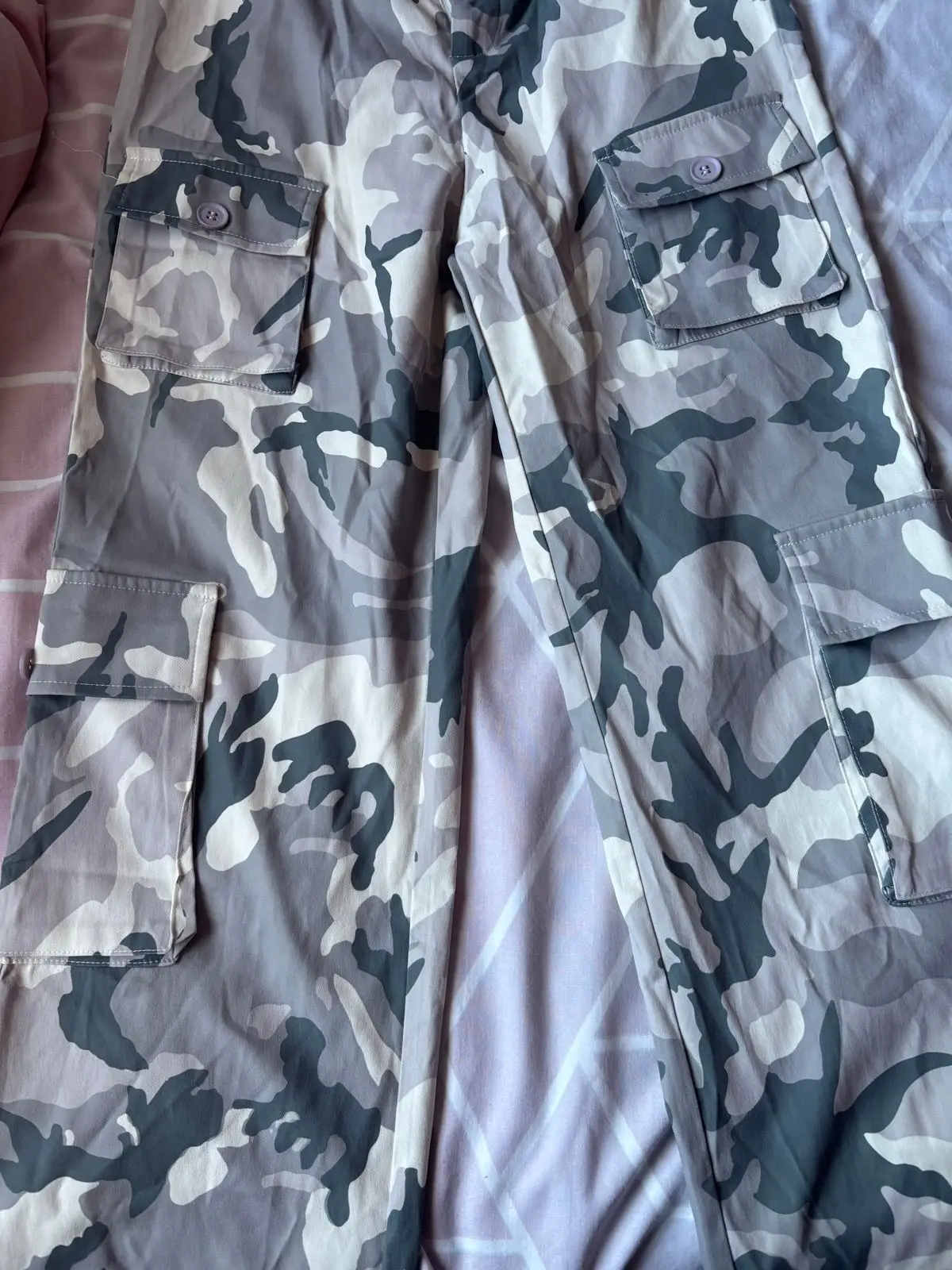 Shein Grey Camouflage Cargo Pants