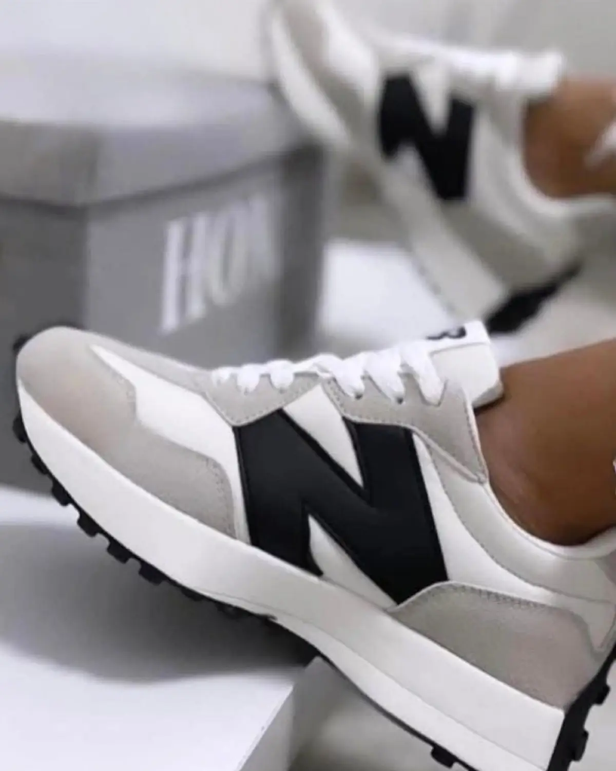 New Balance 327 Beige Navy Green Sneakers