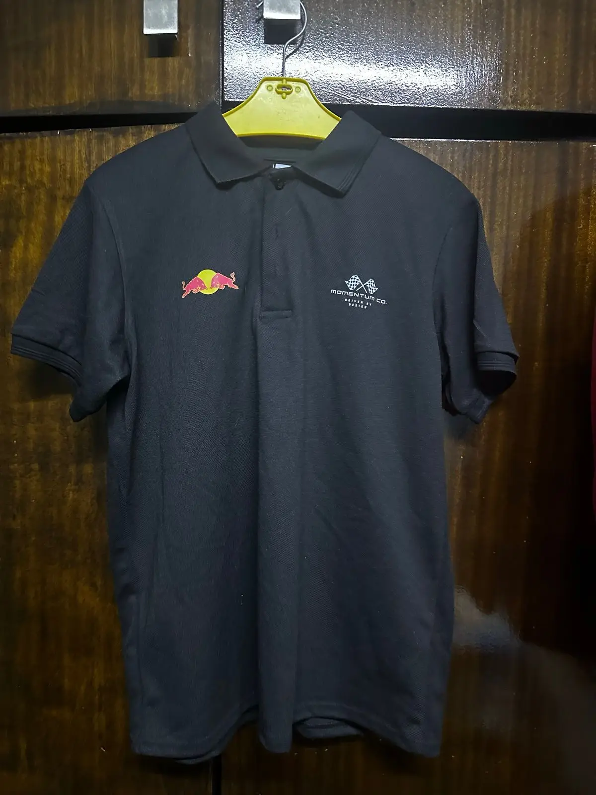 Black Polo Shirt with Red Bull Logo