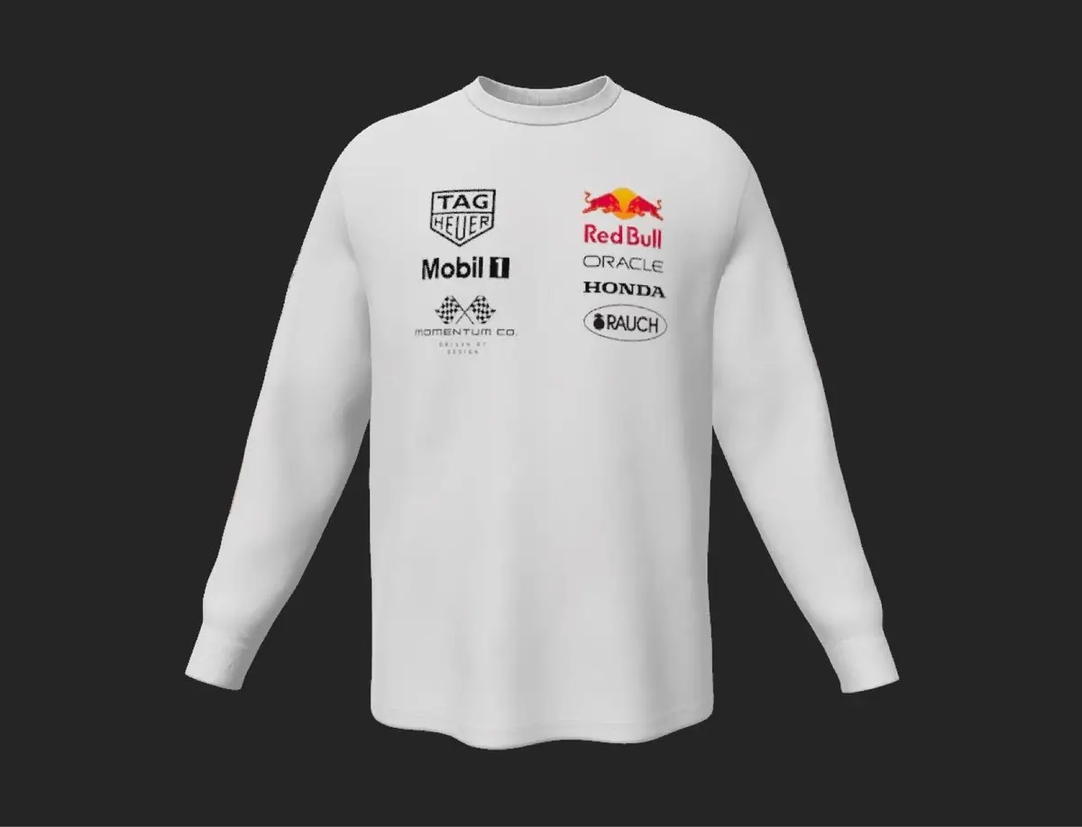 White Long-Sleeve Shirt with Logos