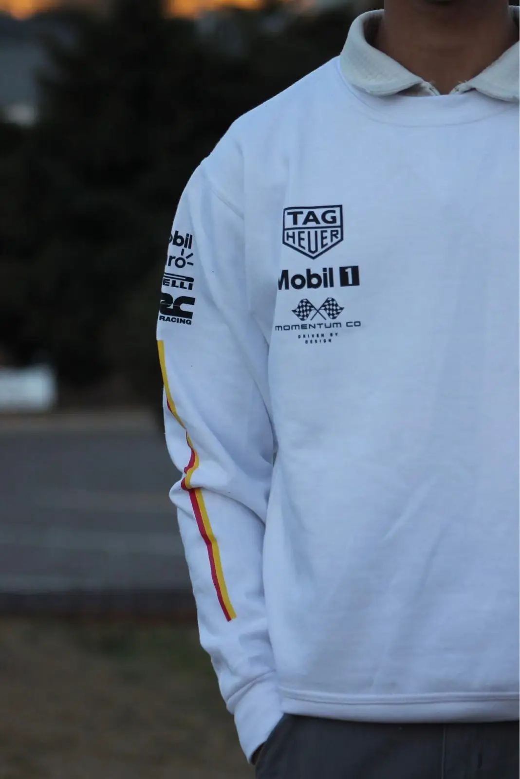 White Long-Sleeve Shirt with Logos