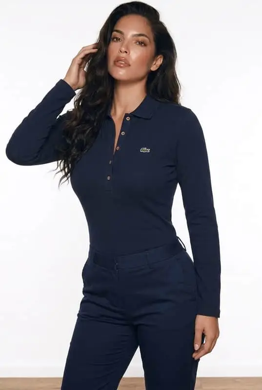 Lacoste Women's Lacoste Slim Fit Long Sleeve Polo – Navy Blue