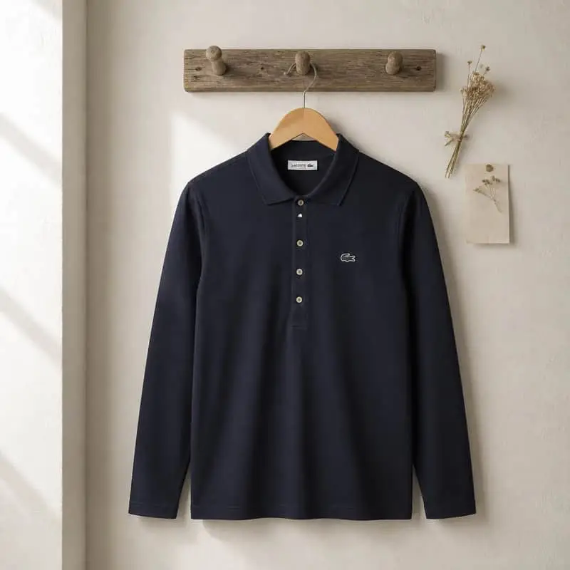Women's Lacoste Slim Fit Long Sleeve Polo – Navy Blue