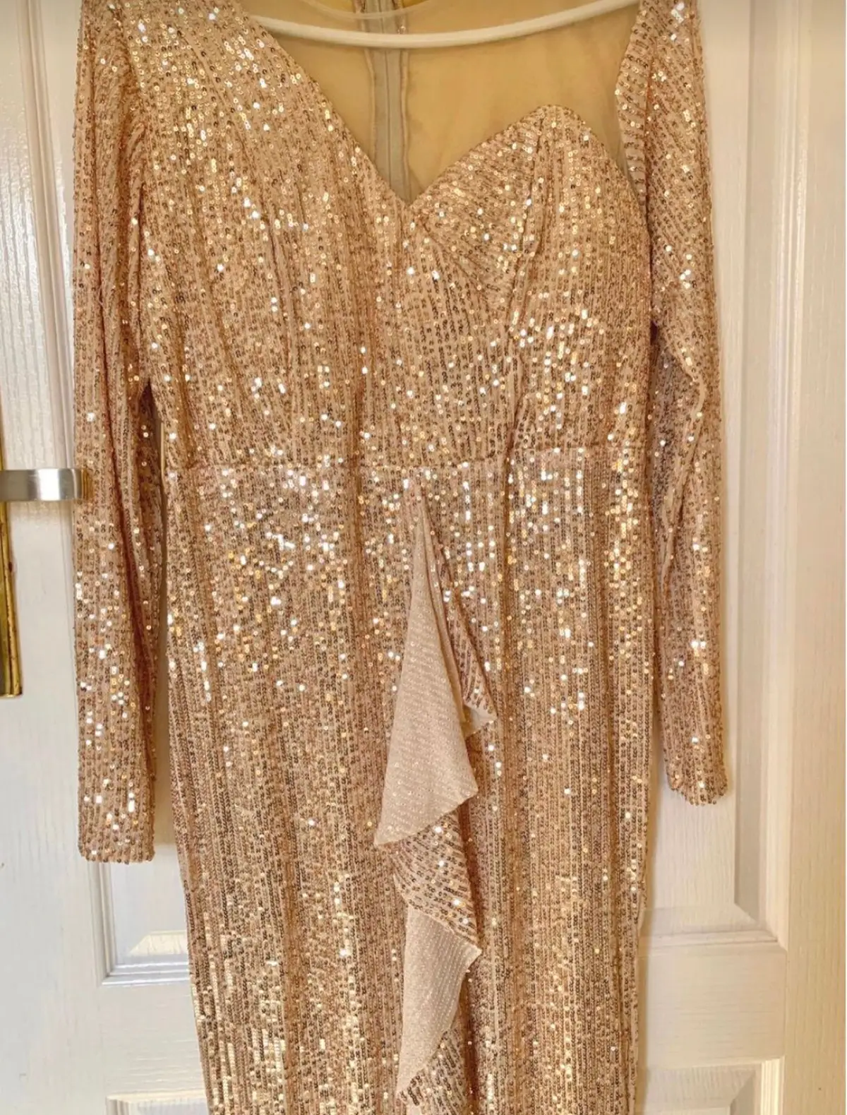 Rose Gold Sequin Long Sleeve Dress