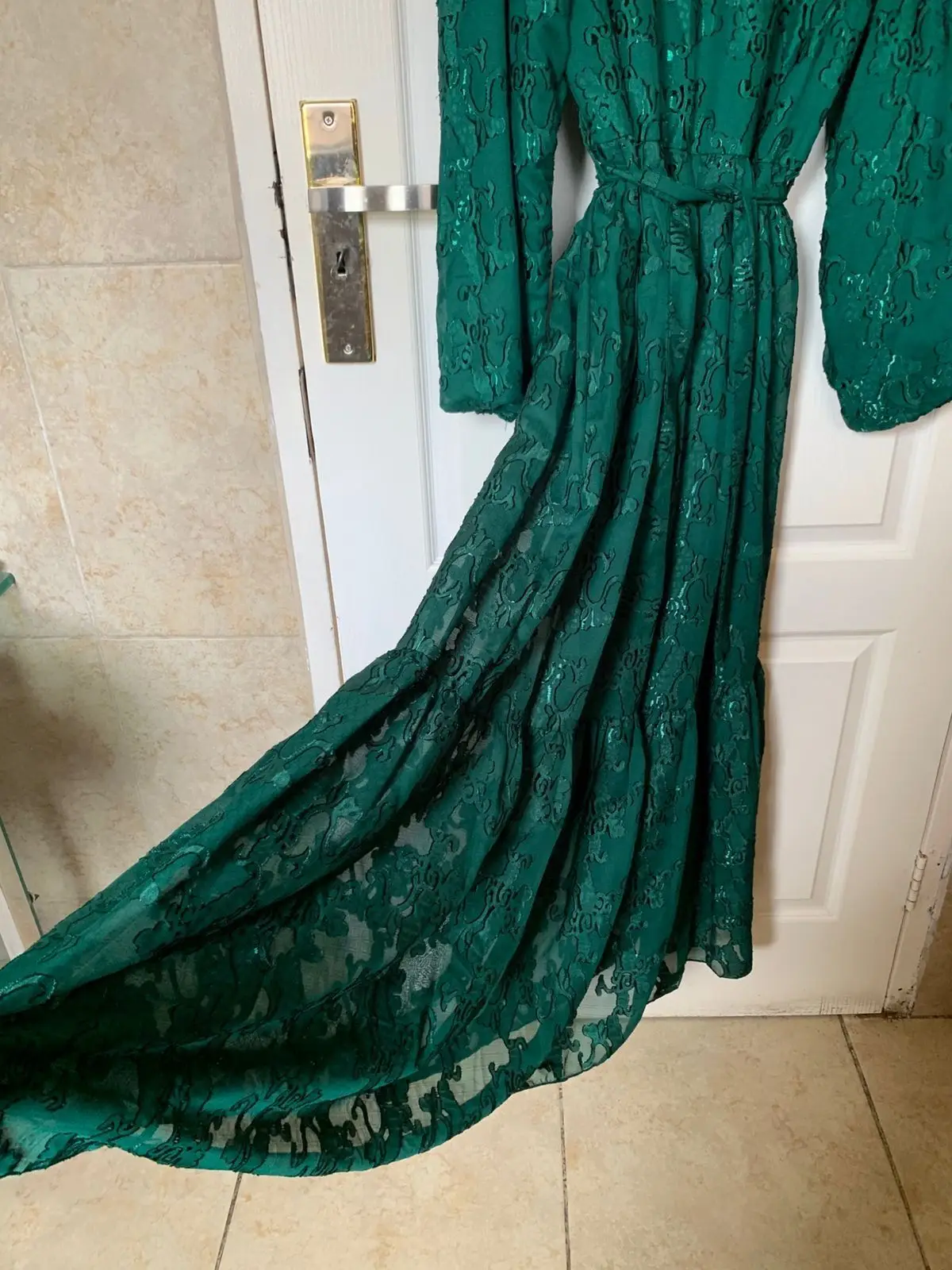 Zenne Forest Green Lace Maxi Dress Size L