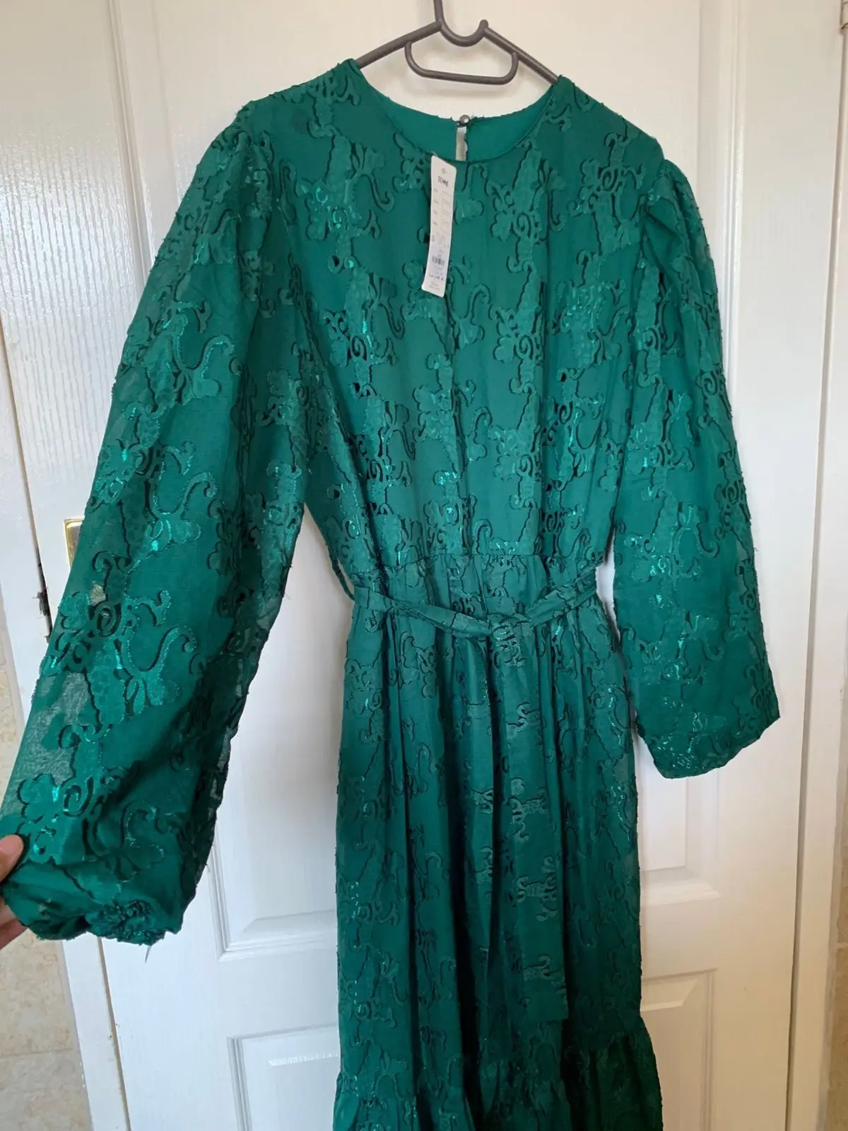 Zenne Forest Green Lace Maxi Dress Size L