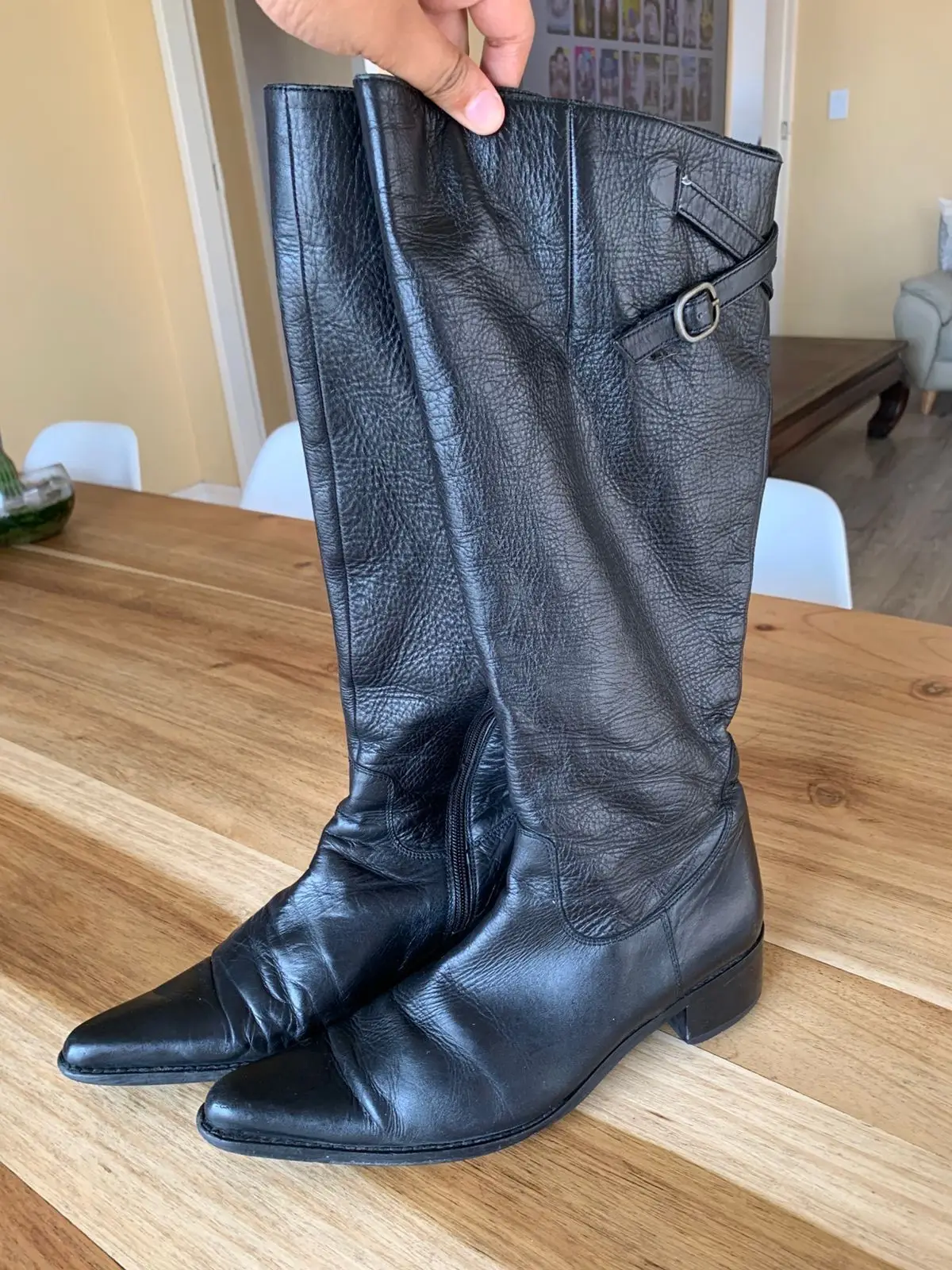 Woolworths Black Leather Knee-High Boots Size 5