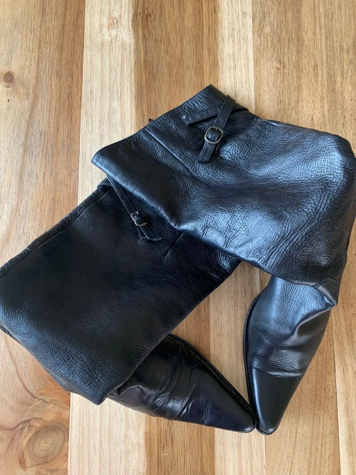 Black Leather Knee-High Boots Size 5