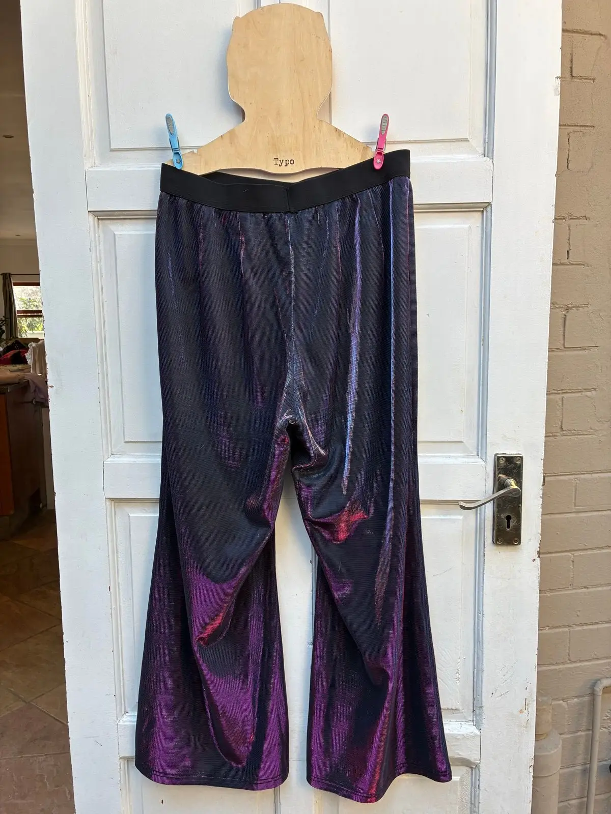 Shiny Black and Purple Leggings