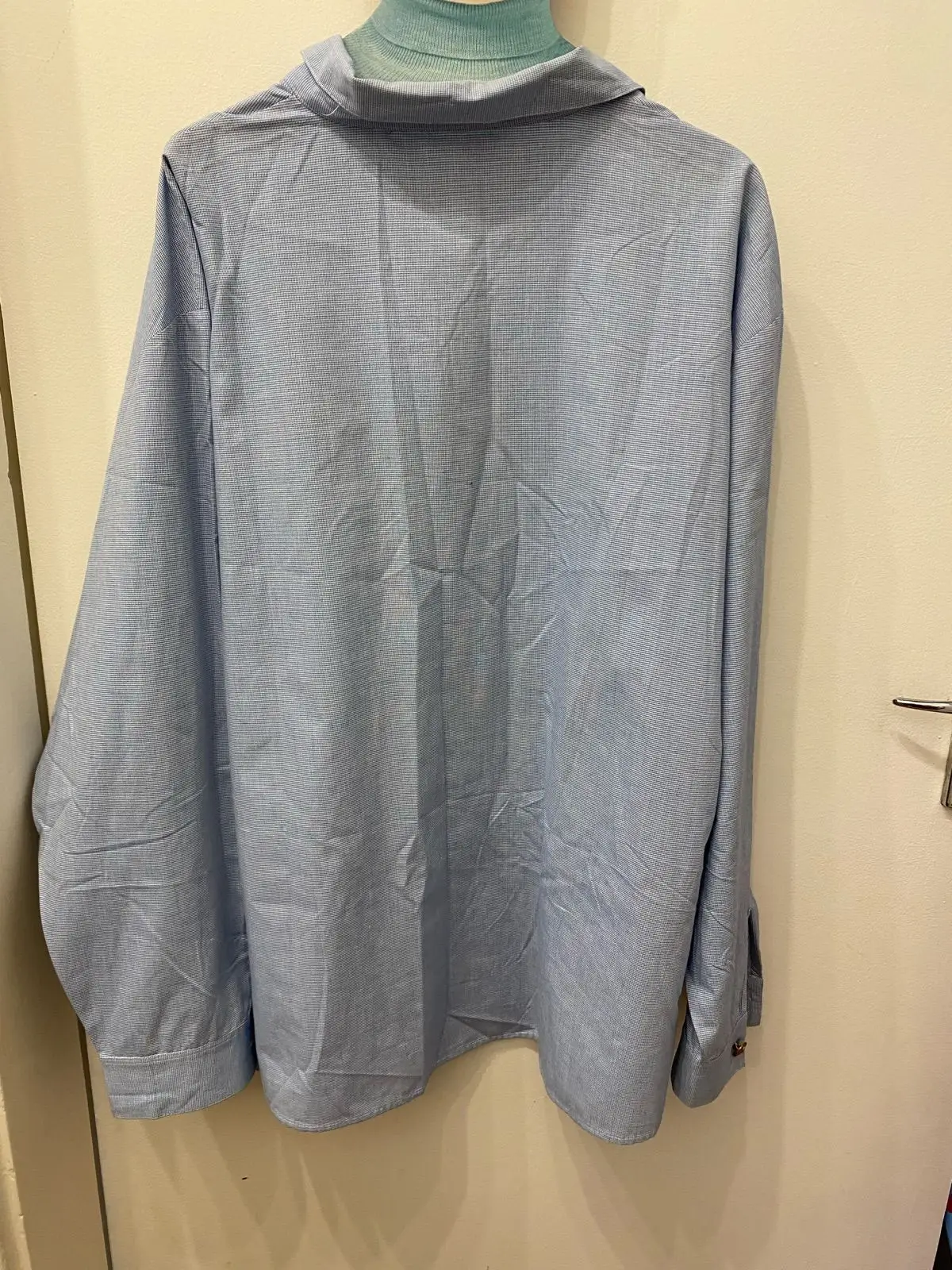 Light Blue Button-Up Shirt with Embroidery
