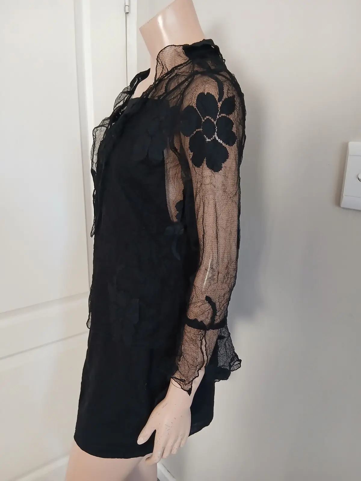 Black Lace Sleeve Dress