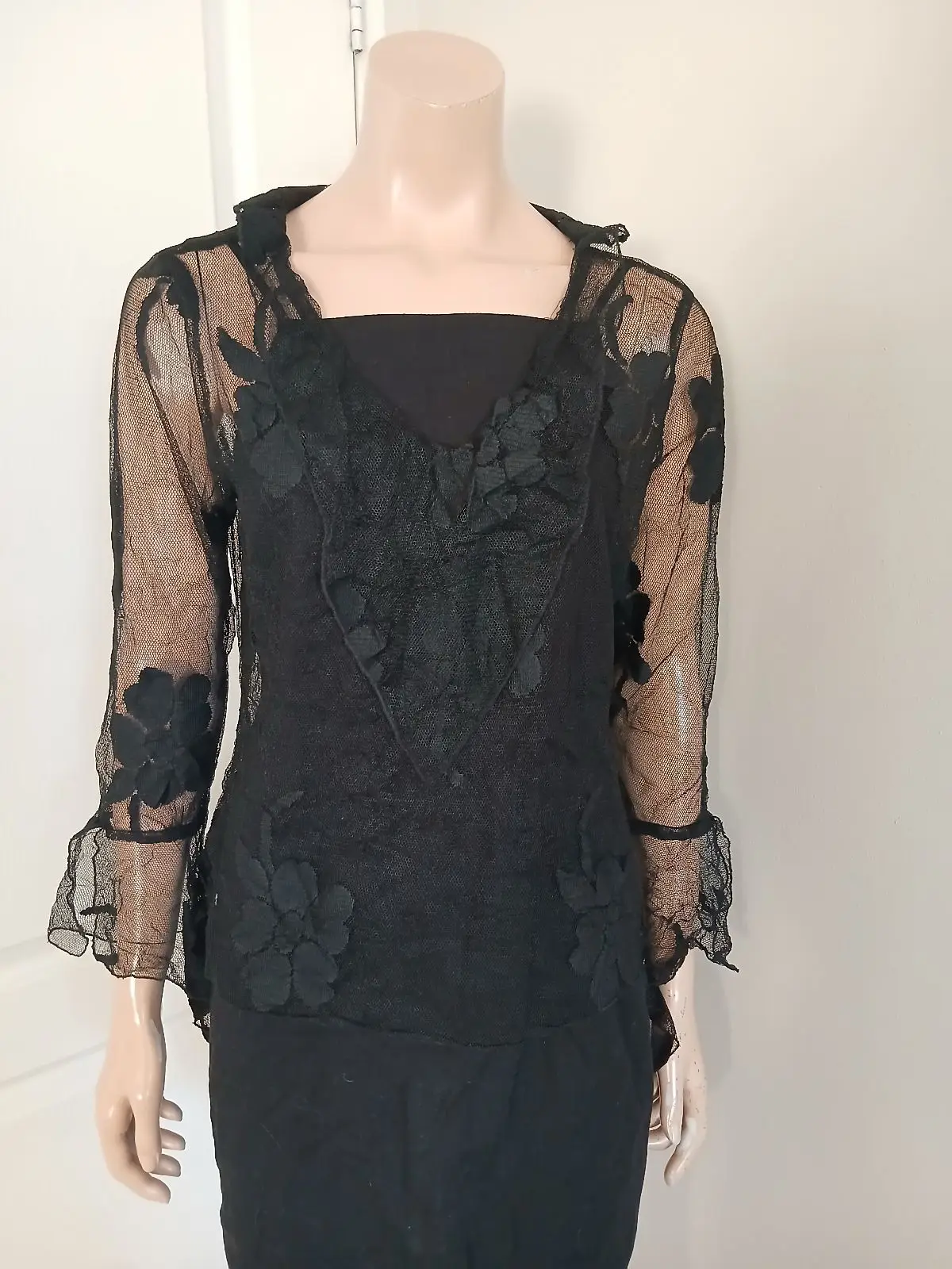 Black Lace Sleeve Dress