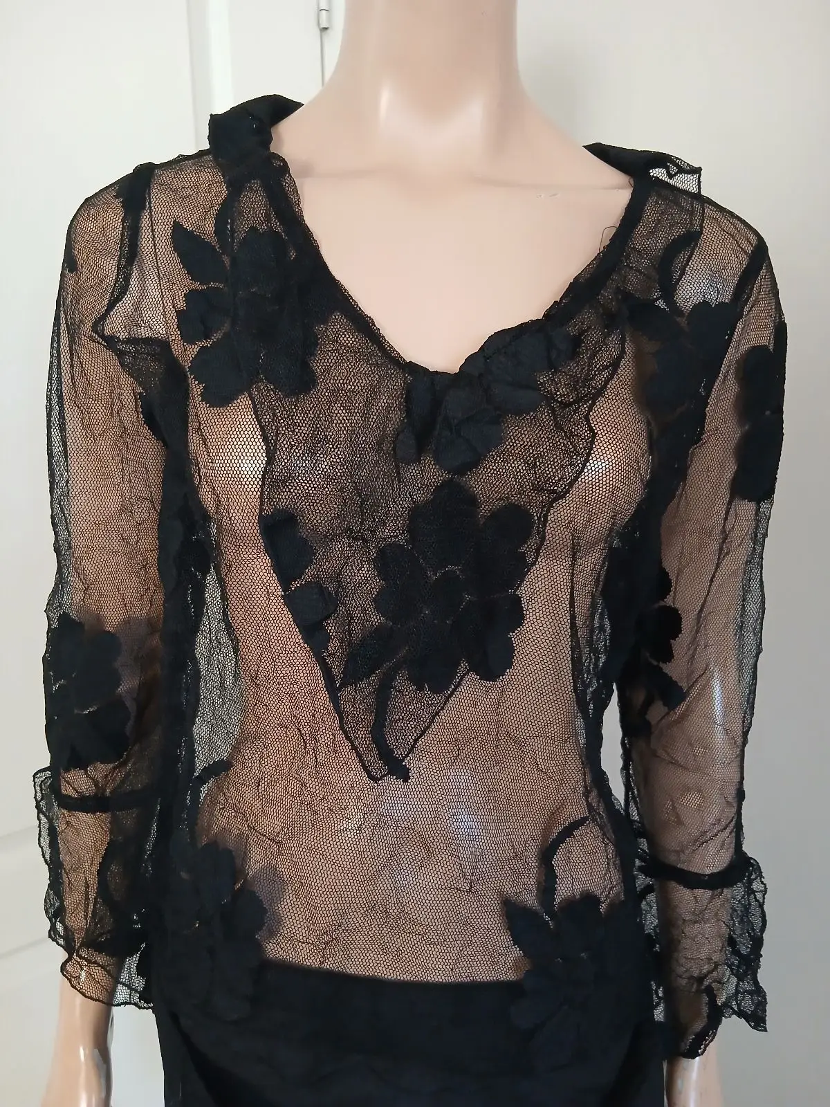 Black Lace Sleeve Dress