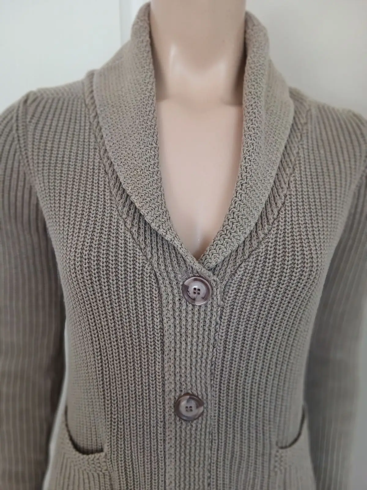 Old Khaki Light Brown Knitted Cardigan