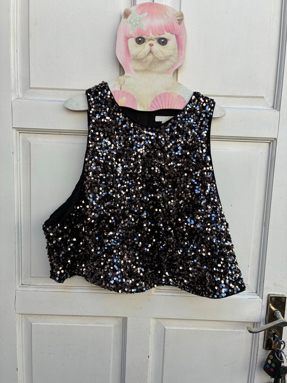 H&M Black Sequined Sleeveless Top