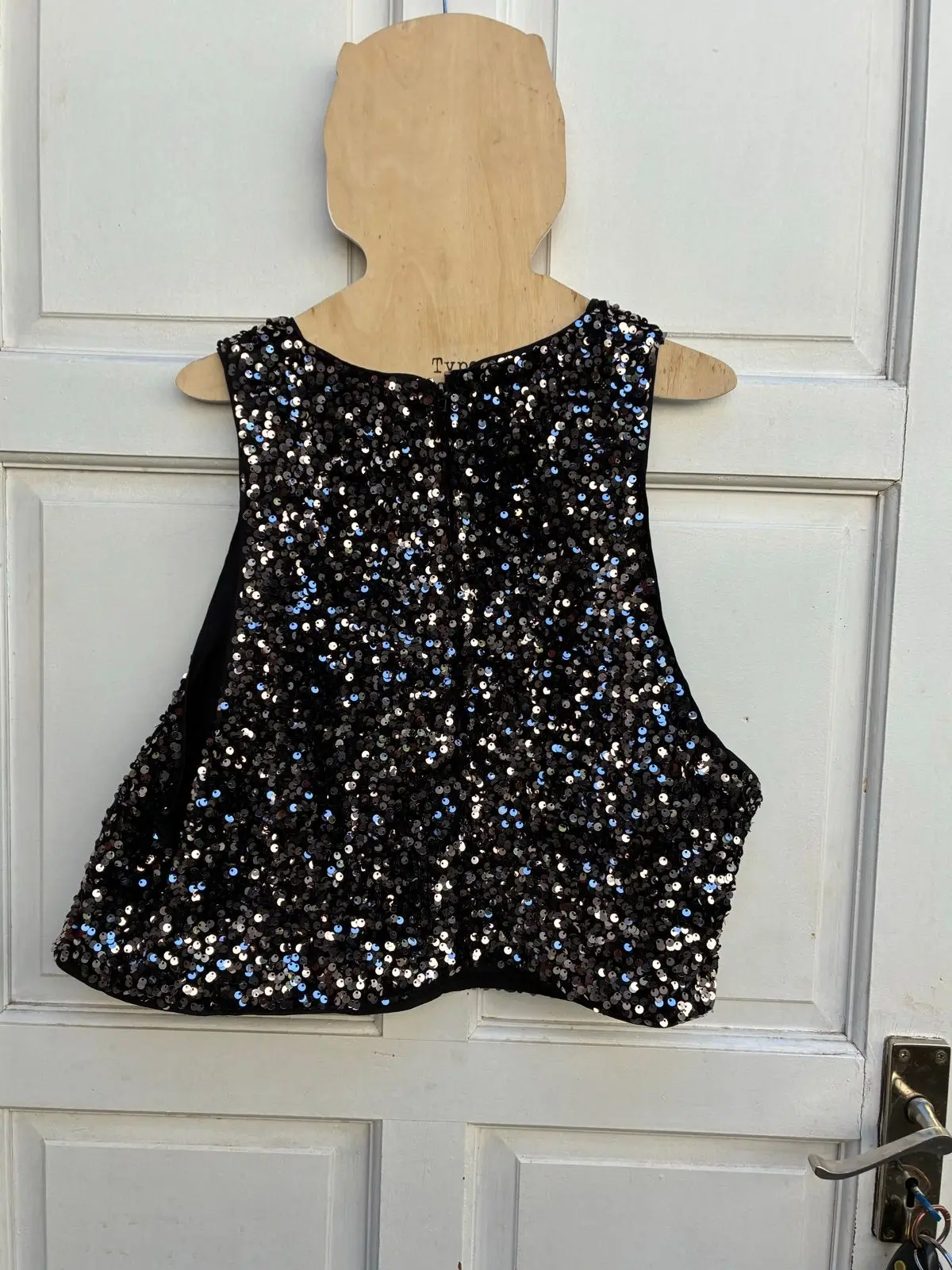 H&M Black Sequined Sleeveless Top