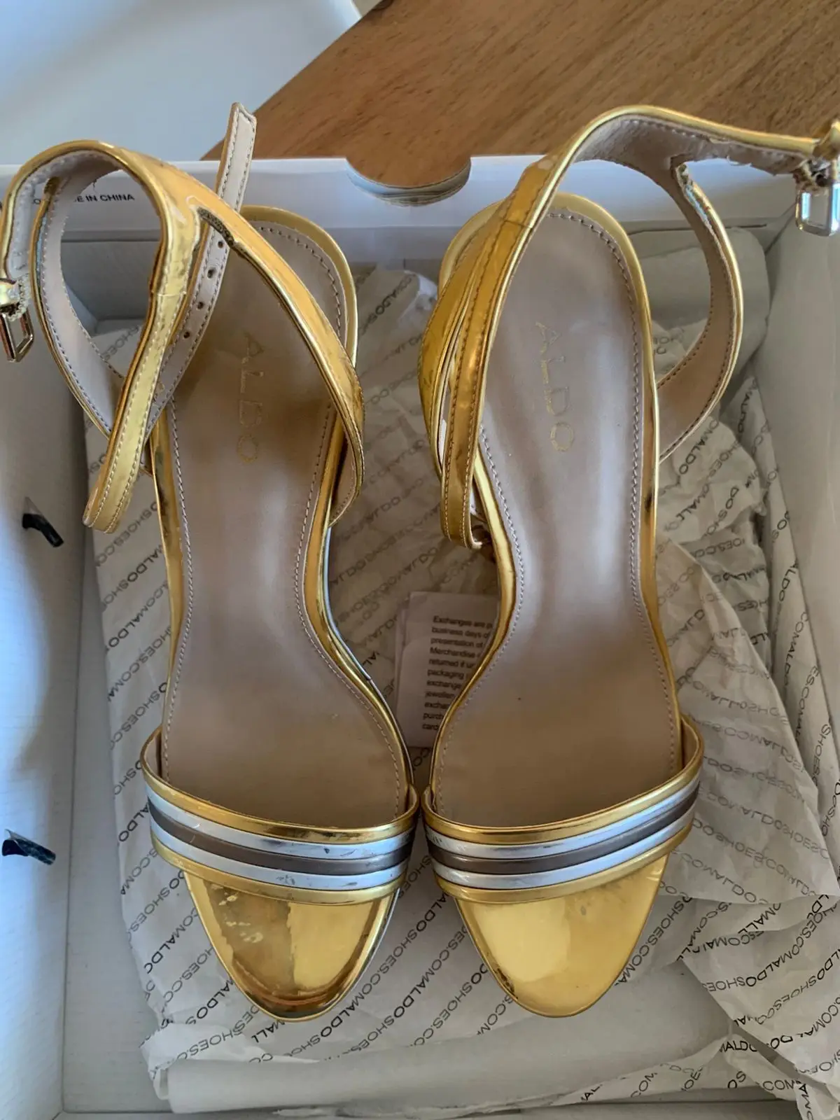 Aldo Gold Platform Wedge Sandals Size 5