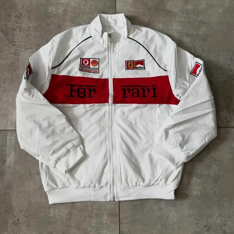 Ferrari White Ferrari Jacket, Micheal Schumacher Vintage Tribute