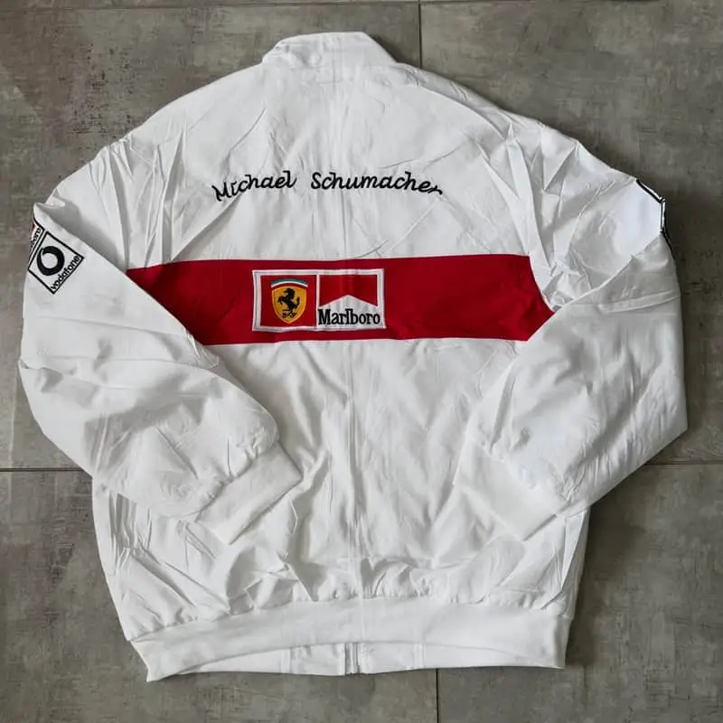 White Ferrari Jacket, Micheal Schumacher Vintage Tribute