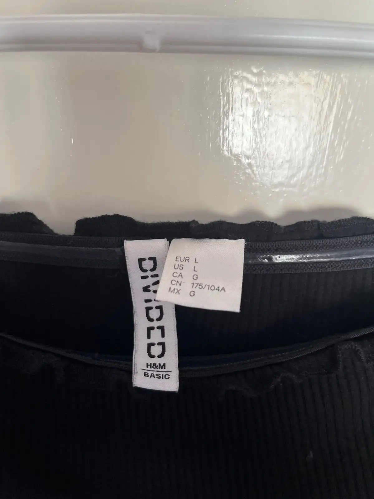 H&M Black Ribbed Off-Shoulder Crop Top Size L