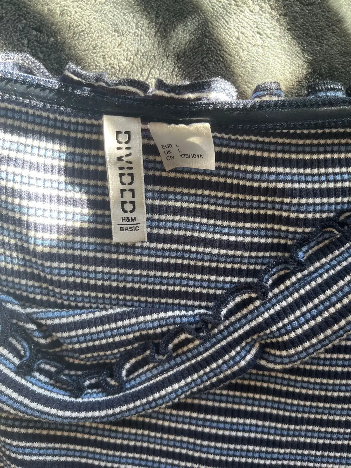 H&M Navy Striped Crop Top Long Sleeve