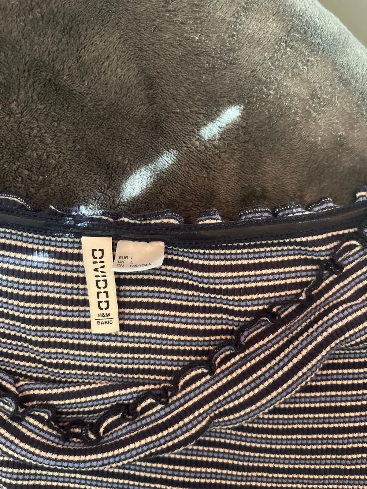 H&M Navy Striped Crop Top Long Sleeve
