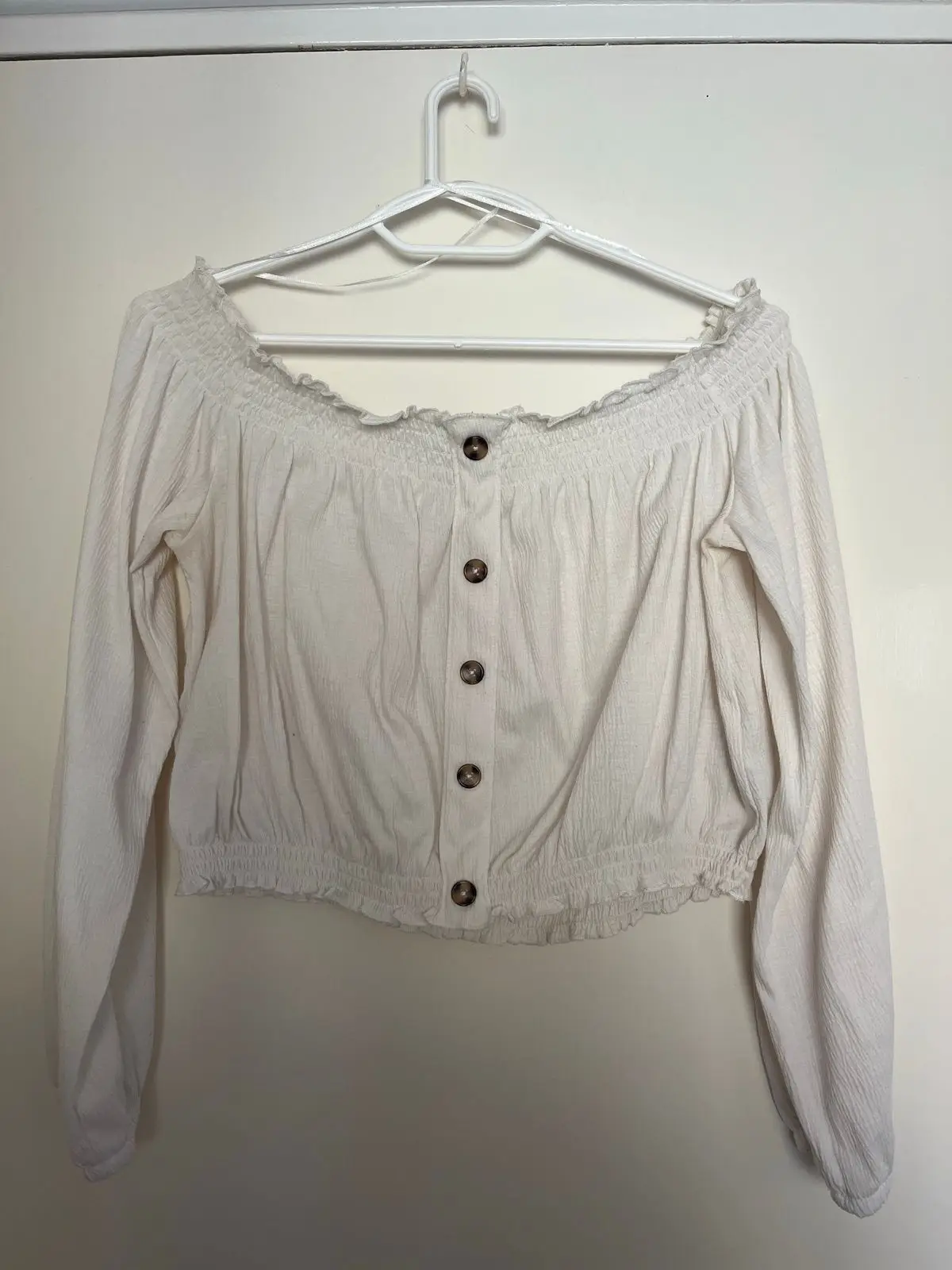 H&M Off-Shoulder Crop Top White L