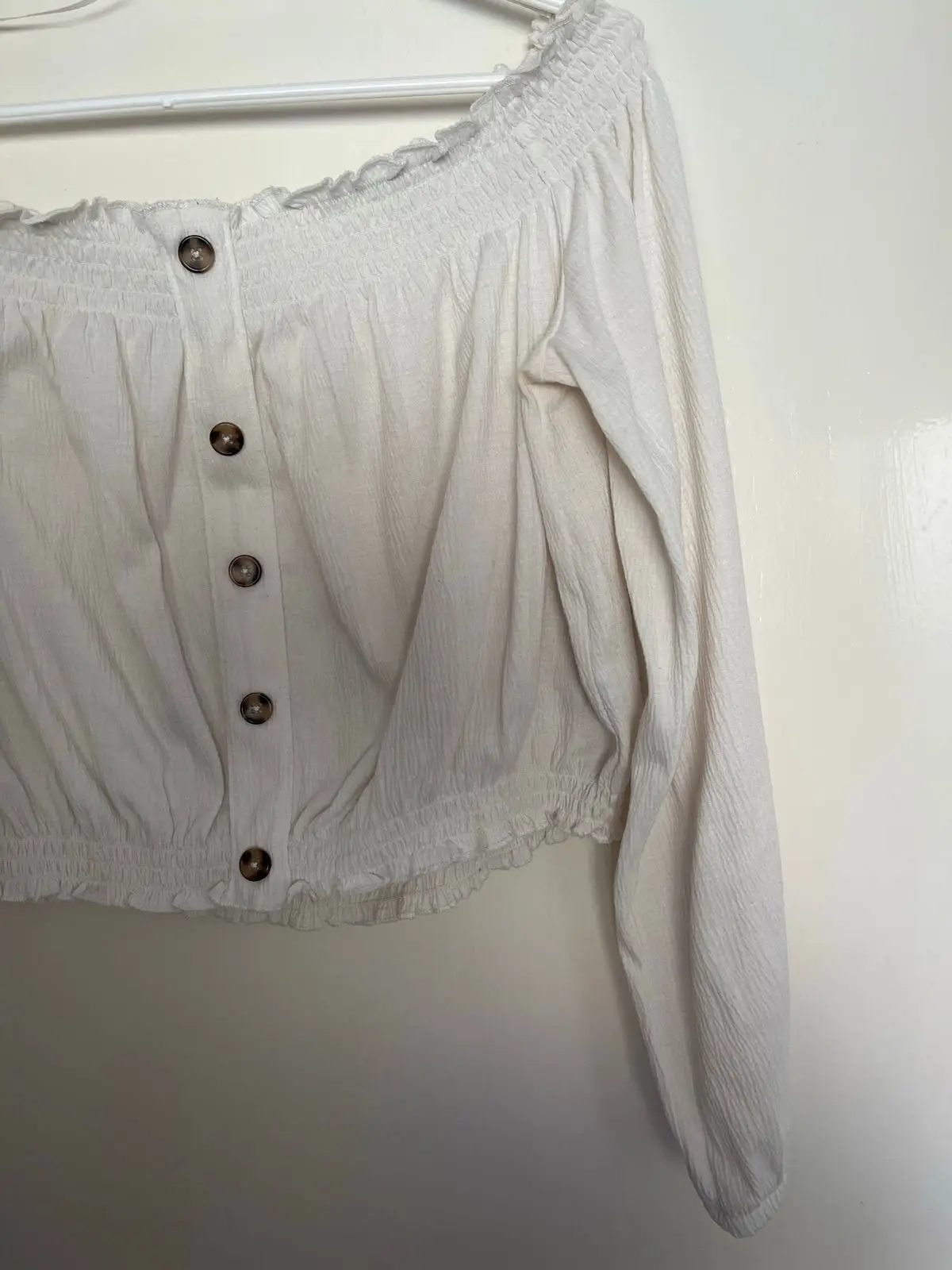 H&M Off-Shoulder Crop Top White L