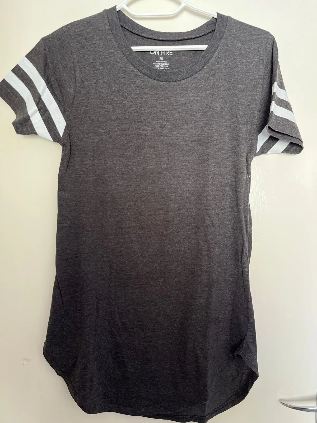 Grey T-Shirt with White Stripes