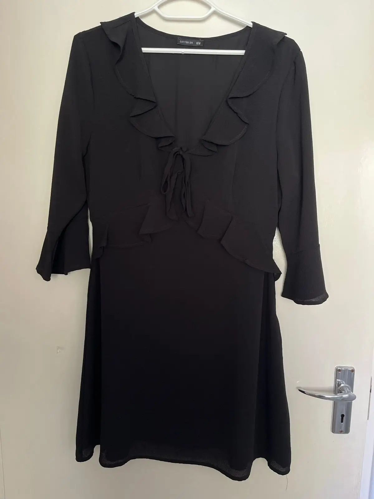 Cotton On Black Dress with Ruffle Neckline