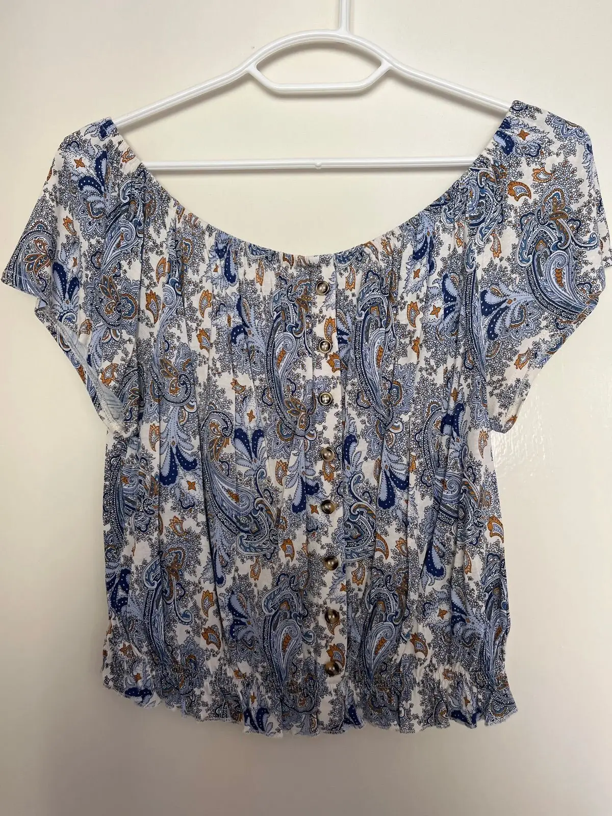 H&M Paisley Print Button-Front Blouse Size S