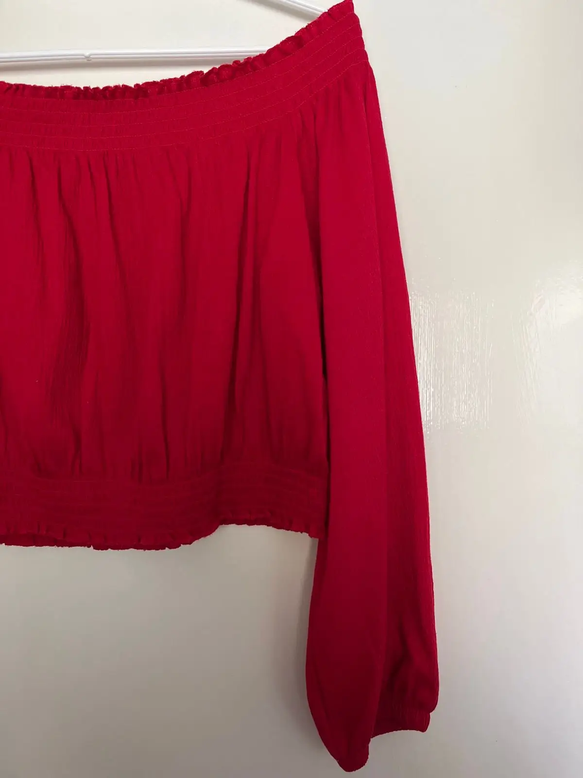 H&M Red Off-Shoulder Crop Top Size L