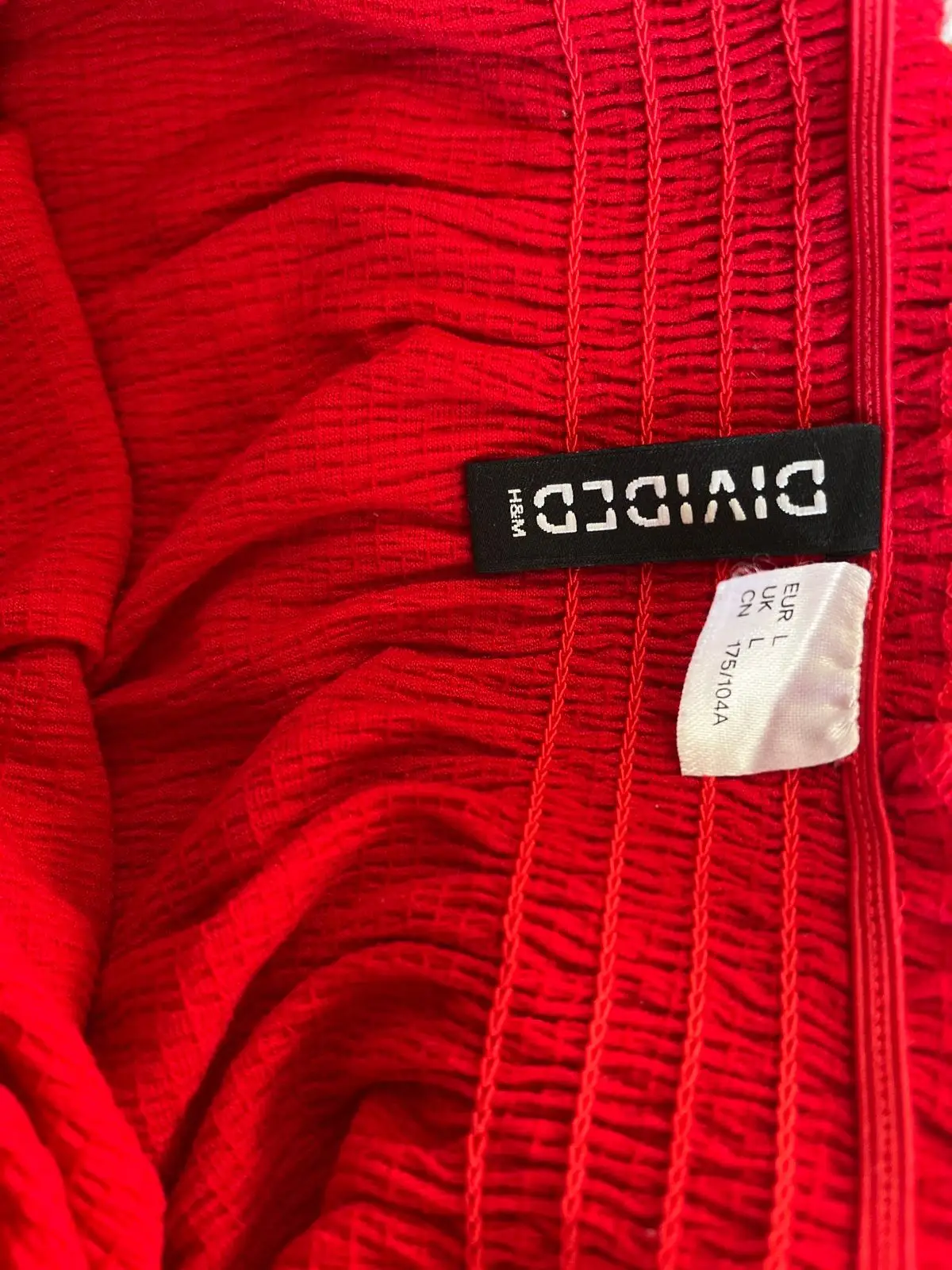 H&M Red Off-Shoulder Crop Top Size L