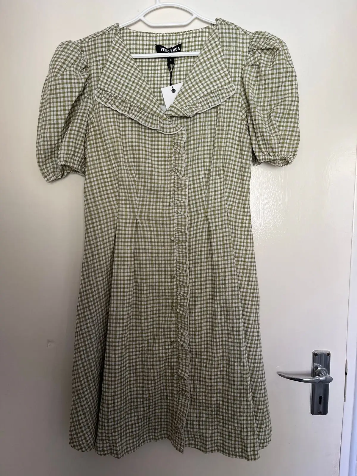 Vero Moda Green Gingham Check Dress Size M