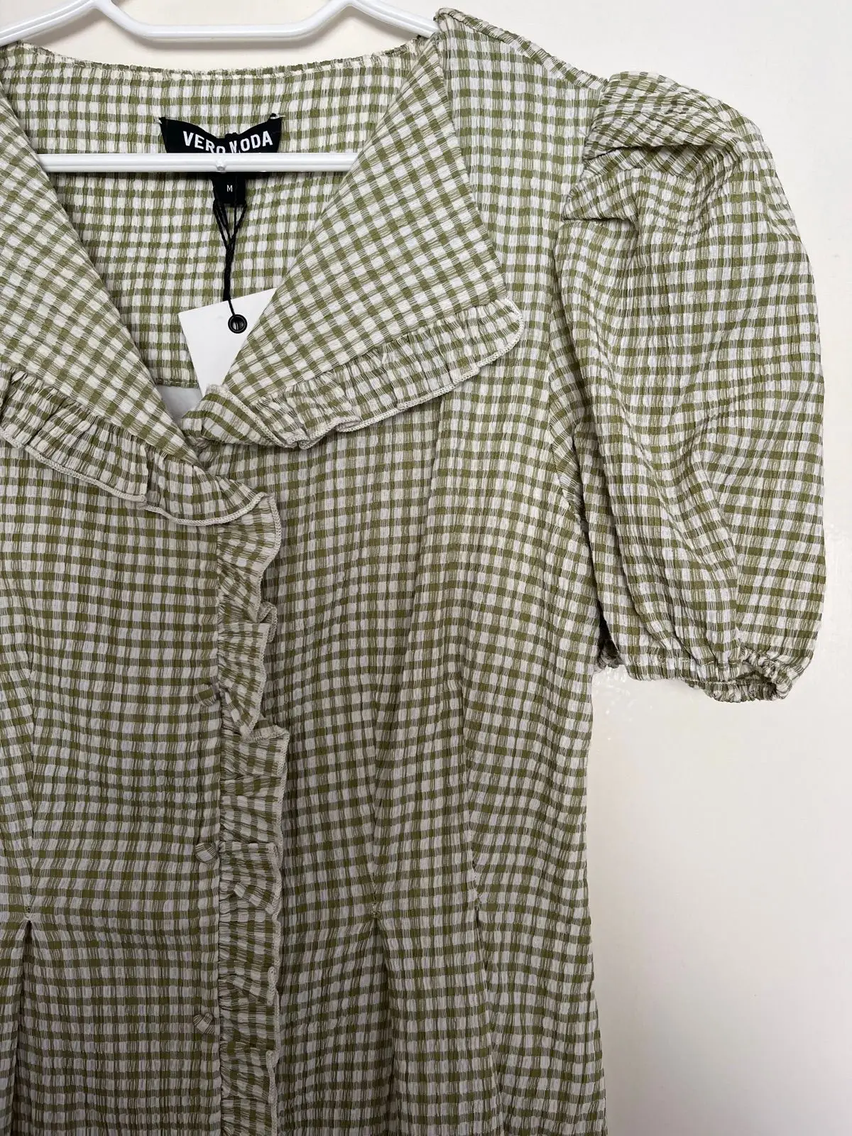 Vero Moda Green Gingham Check Dress Size M