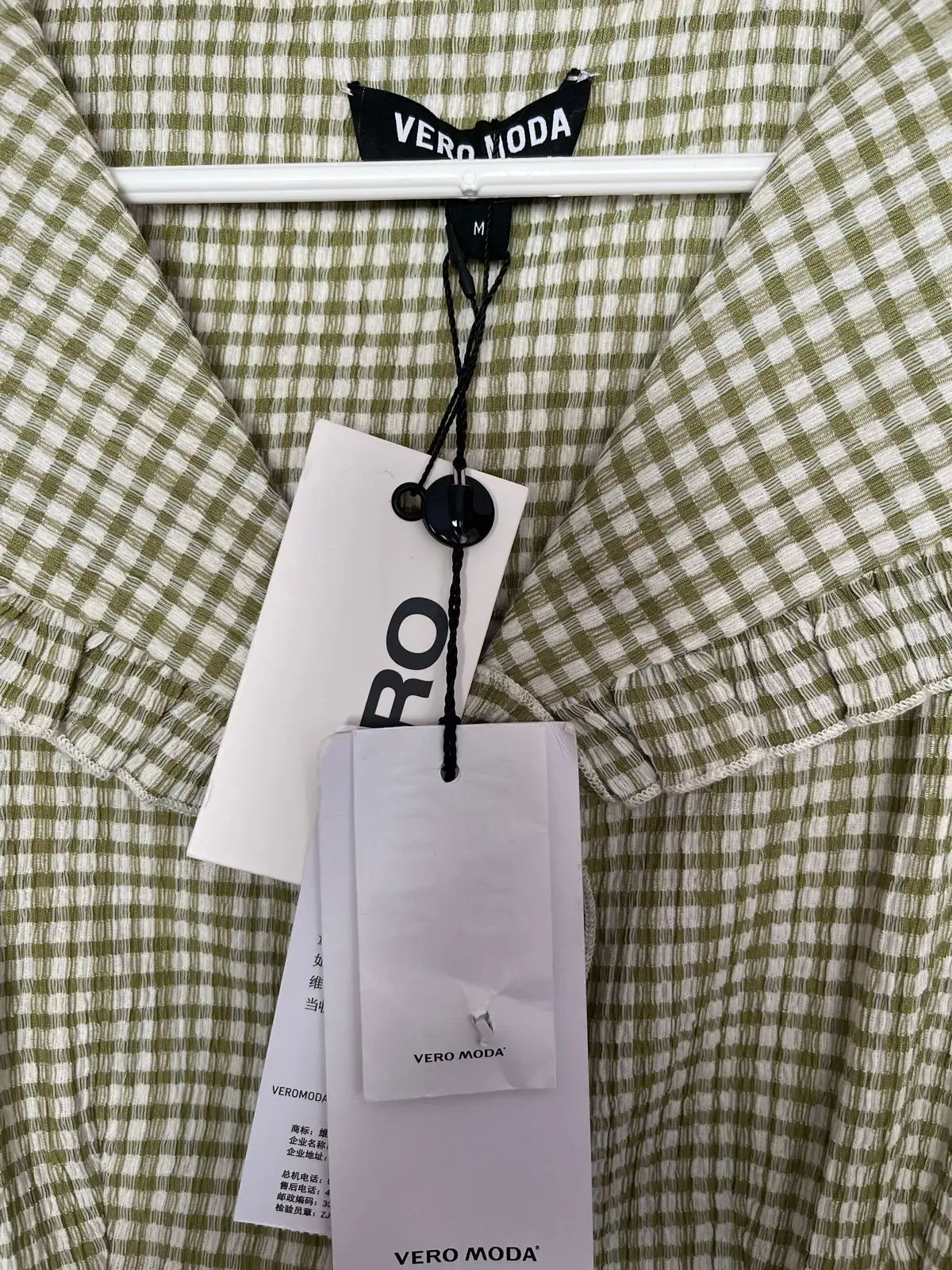Vero Moda Green Gingham Check Dress Size M