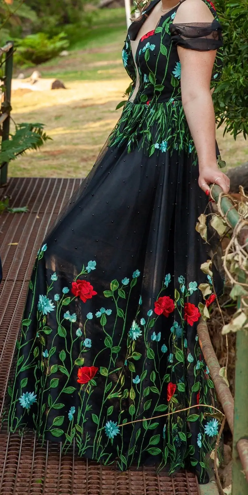Black Floral Embroidered Dress
