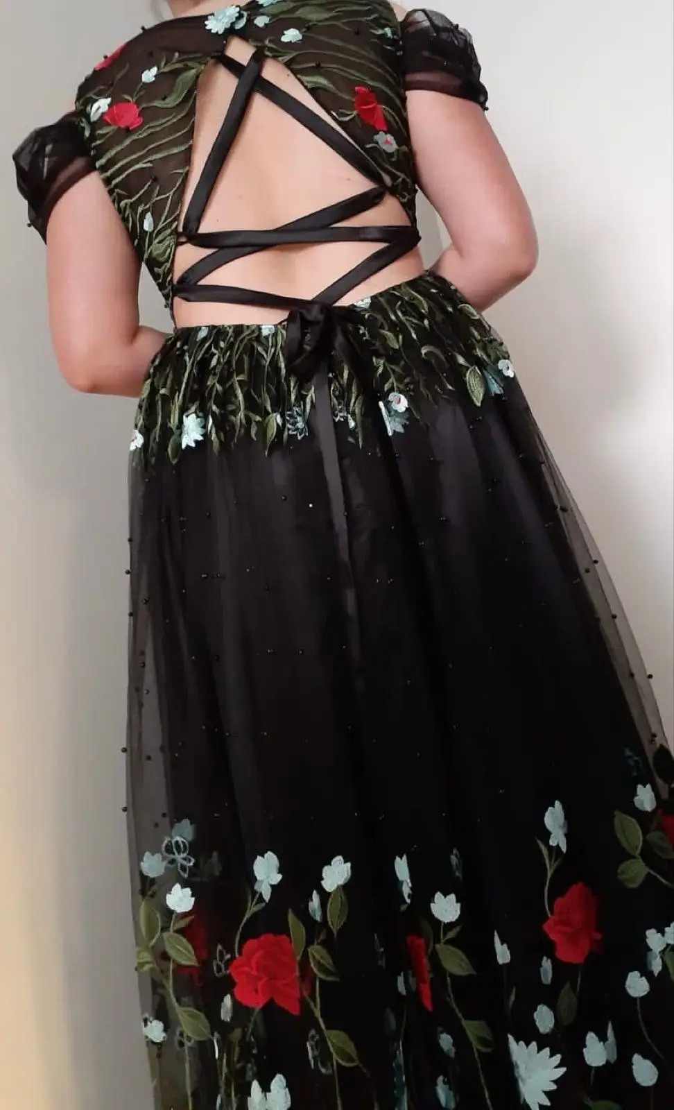 Black Floral Embroidered Dress