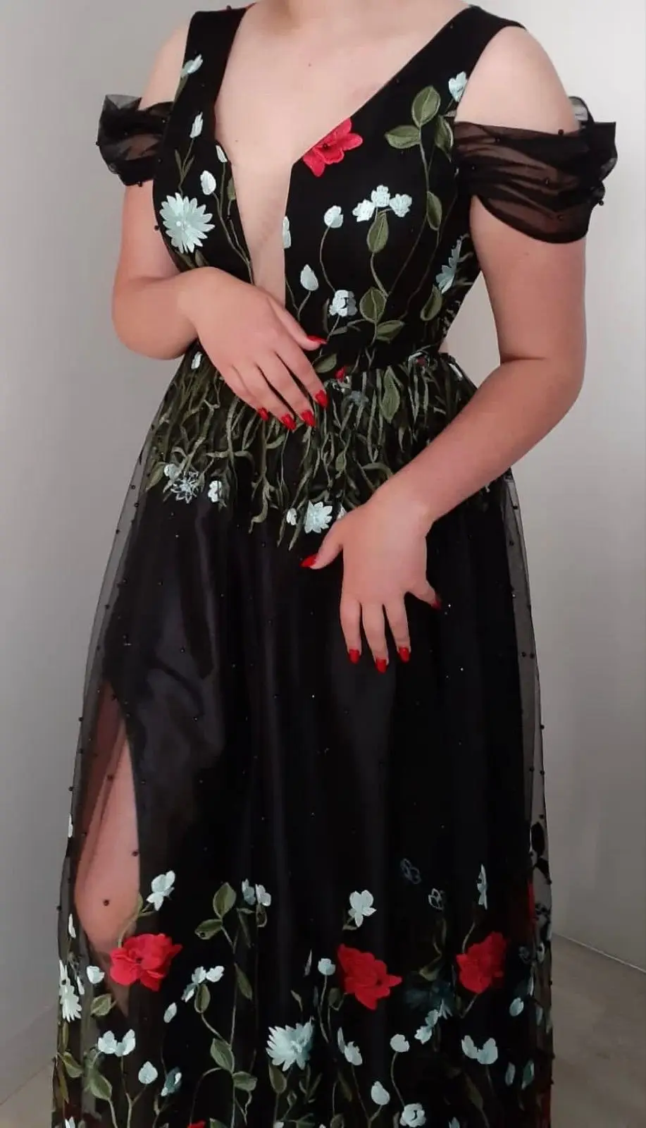 Black Floral Embroidered Dress
