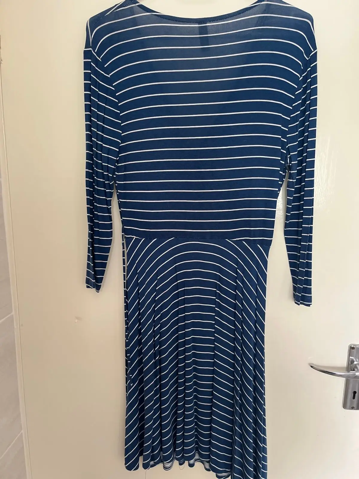 Woolworths Navy Striped Wrap Dress Size S