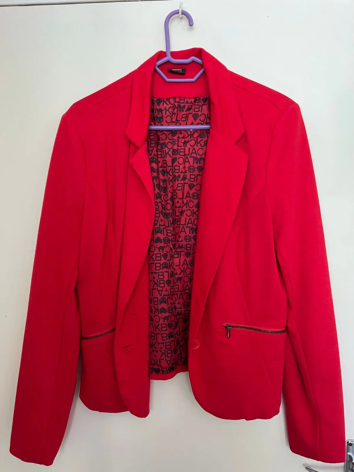 Red Blazer with Patterned Lining Size 12